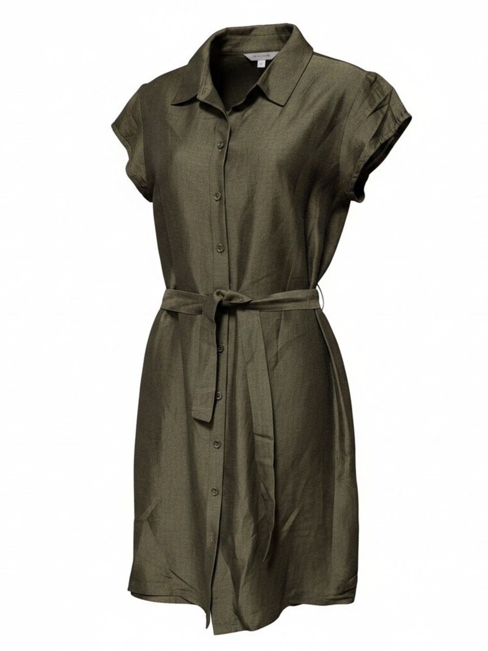 Y2K Rena Rowan Olive green shirt dress, button down dress, belted Dress 14.